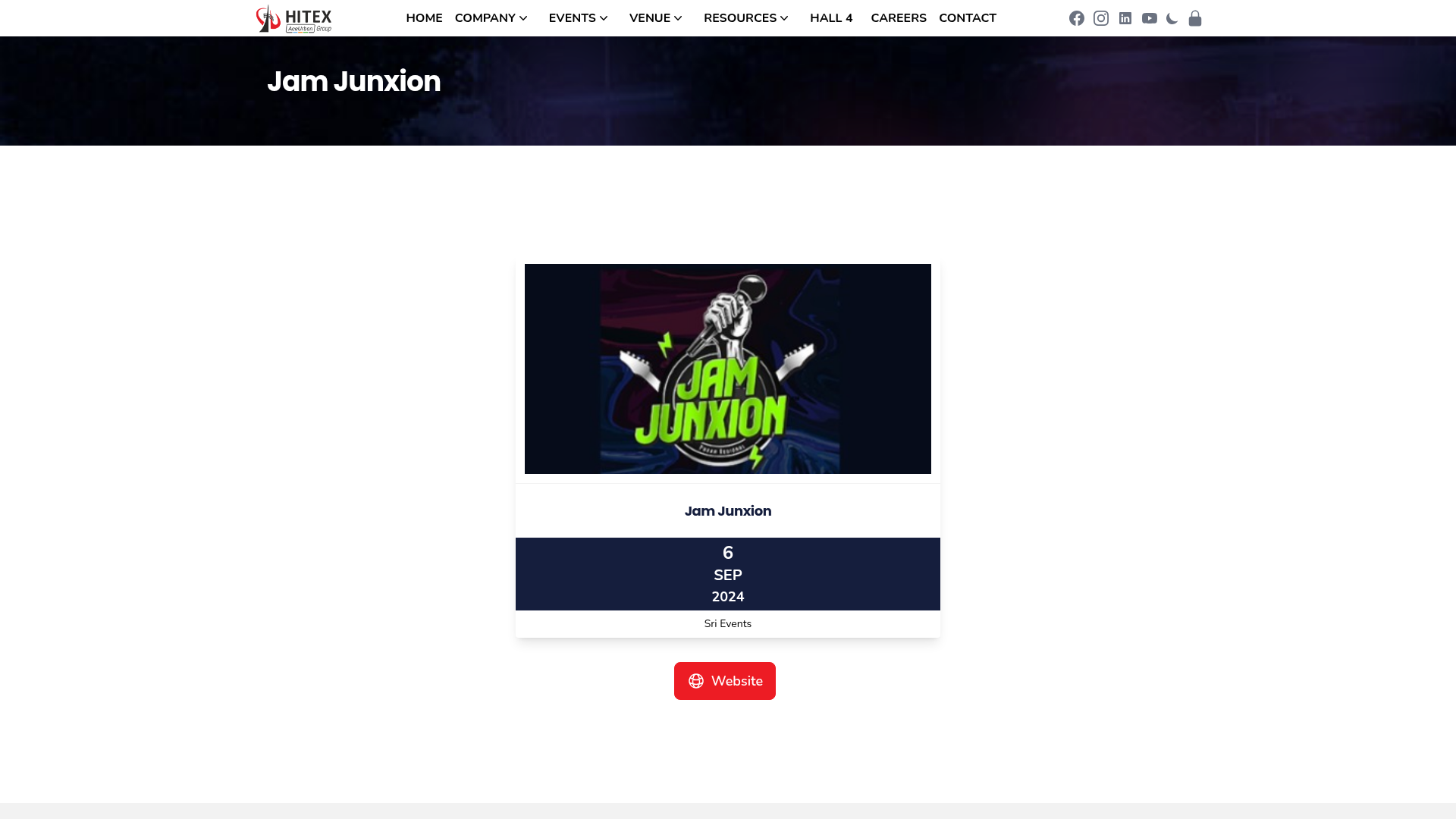 HITEX Official press cutout — Jam Junxion · Hitex Exhibition Centre · Sri Events