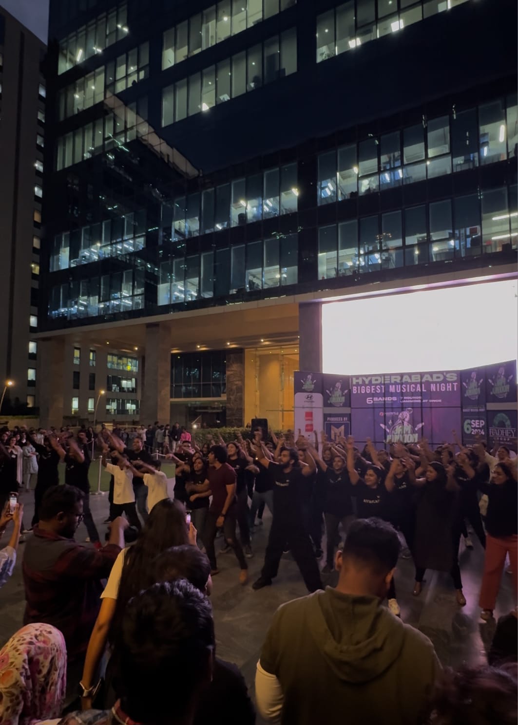 Flash mob performance outside the venue