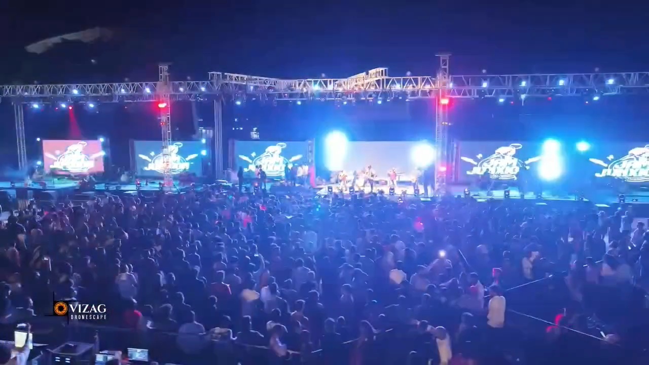 Drone shot of crowd at Vizag