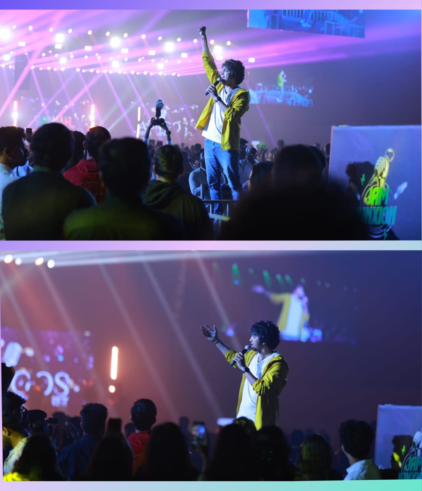 Sri, Founder & CEO of Jam Junxion, performing on stage